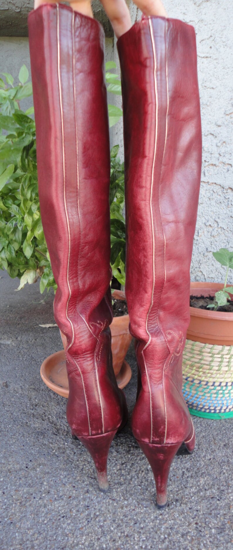 oxblood stilettos
