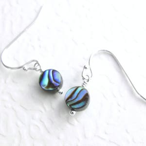 most blue shell abalone earrings on sterling silver hooks