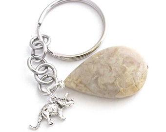 Fossil Poop Keychain, Real Dinosaur Coprolite, Accessory for Men, Geology Gift