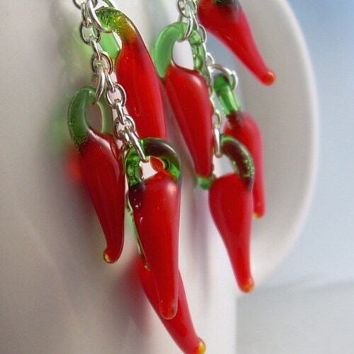 Red Hot Chili Pepper Earrings Lampwork Glass Food Jewelry Etsy