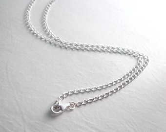 Sterling Silver Choker Necklace, 14 inch Choker Chain, Plain Short Curb Chain