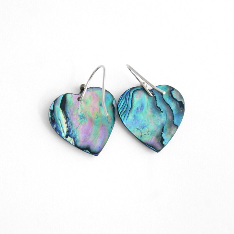 Blue Heart Earrings: Paua Jewelry, Abalone Shell Earrings, Bridesmaid Jewelry image 8