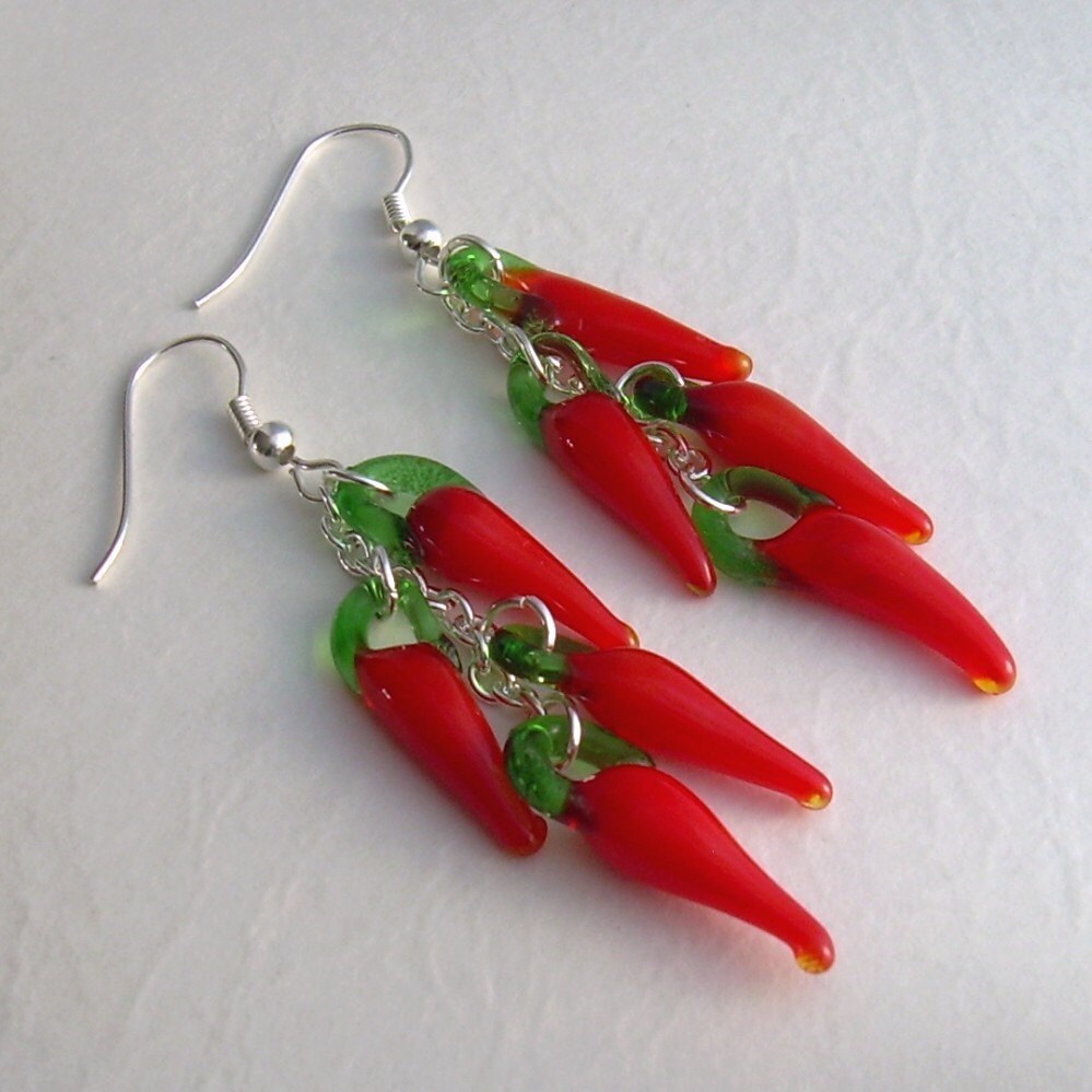 Red Hot Chili Pepper Earrings Lampwork Glass Food Jewelry Etsy