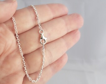 Sterling Silver Chain Necklace, Plain Solid Silver Chain, Cable Chain, Pick Your Length