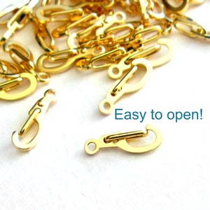 Gold Lobster Claw Hinge Clasp, 20 Self-Closing Hooks, Disability Friendly Jewelry Finding, Secure Snap Clasp for Necklaces & Bracelets image 1