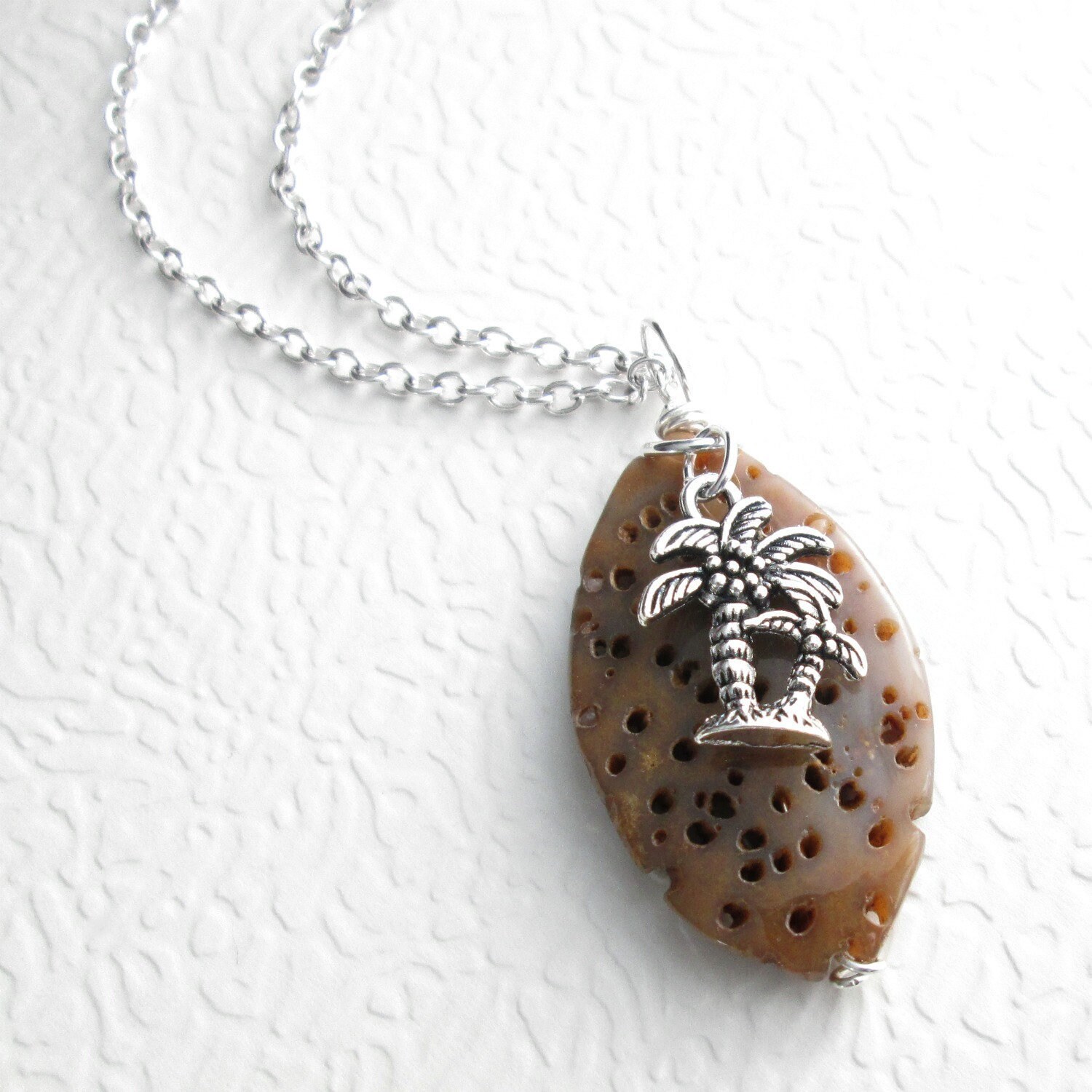 Petrified Wood Necklace Fossil Palm Wood Jewelry Science Etsy