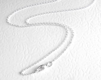 30 inch Necklace Chain, Thin Long Sterling Silver Chain, Disability Jewelry, Round Rolo Links, 76 cm, Self Closing Clasp