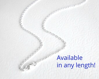 Sterling Silver Chain Necklace, Plain Solid Silver Chain, Cable Chain, Pick Your Length