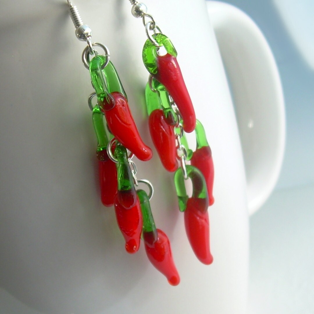 Red Hot Chili Pepper Earrings Lampwork Glass Food Jewelry Etsy