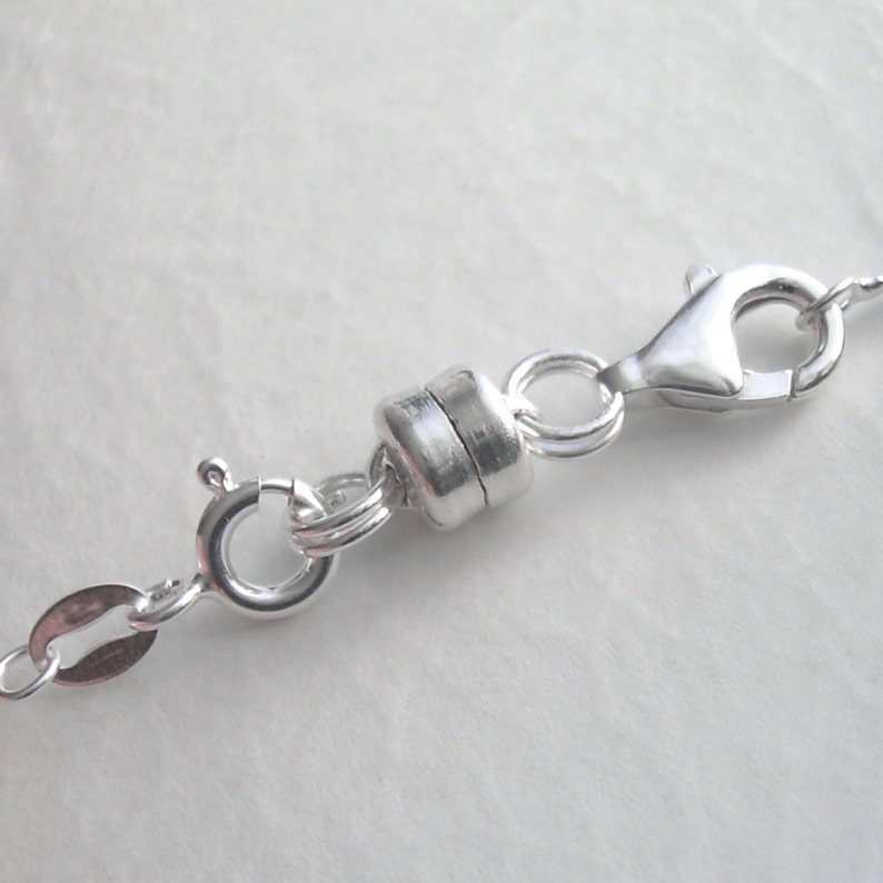 Sterling Silver Jewelry Extender, Magnetic Clasp Converter For Bracelets, Chain image 3