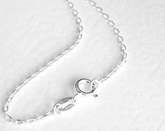 Short Sterling Silver Necklace Chain, Simple Anchor Chain, 16, 18, 20, 22, 24 inch; Plain Choker Layering Necklace