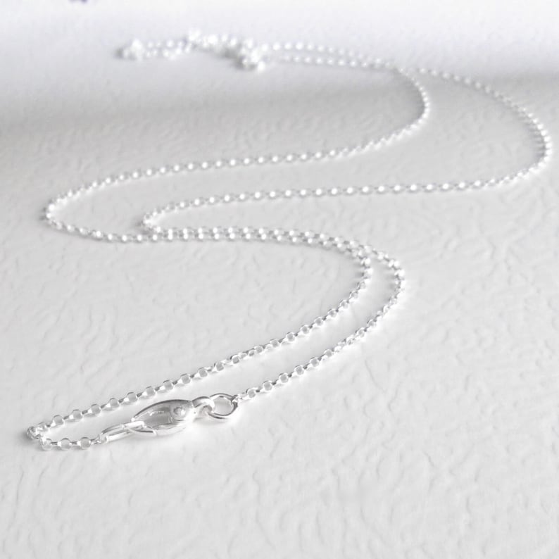 20 inch Sterling Silver Chain, Disability Friendly Clasp, Thin Rolo Necklace Chain, 51 cm image 2