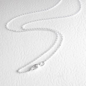 20 inch Sterling Silver Chain, Disability Friendly Clasp, Thin Rolo Necklace Chain, 51 cm image 1