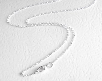 20 inch Sterling Silver Chain, Disability Friendly Clasp, Thin Rolo Necklace Chain, 51 cm