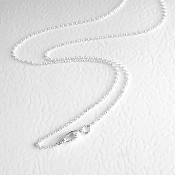 20 inch Sterling Silver Chain, Disability Friendly Clasp, Thin Rolo Necklace Chain, 51 cm