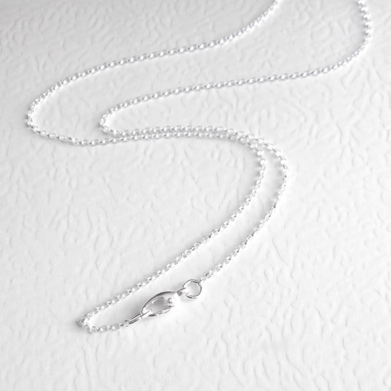 20 inch Sterling Silver Chain, Disability Friendly Clasp, Thin Rolo Necklace Chain, 51 cm image 1