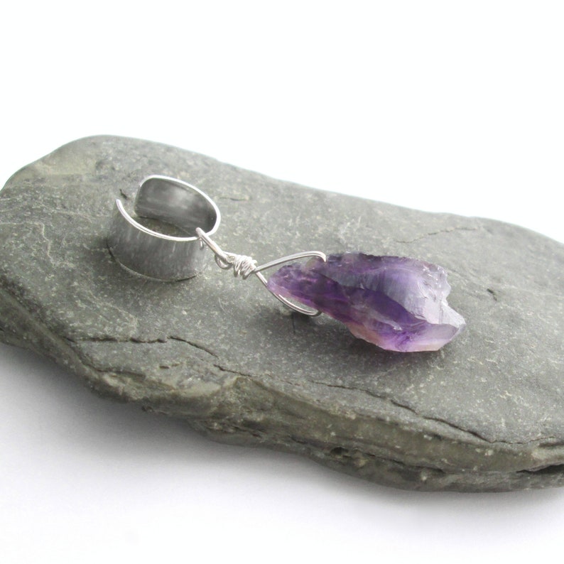 Rough Amethyst Ear Cuff, Purple Raw Stone Cuff Earring, Cartilage Jewelry image 5
