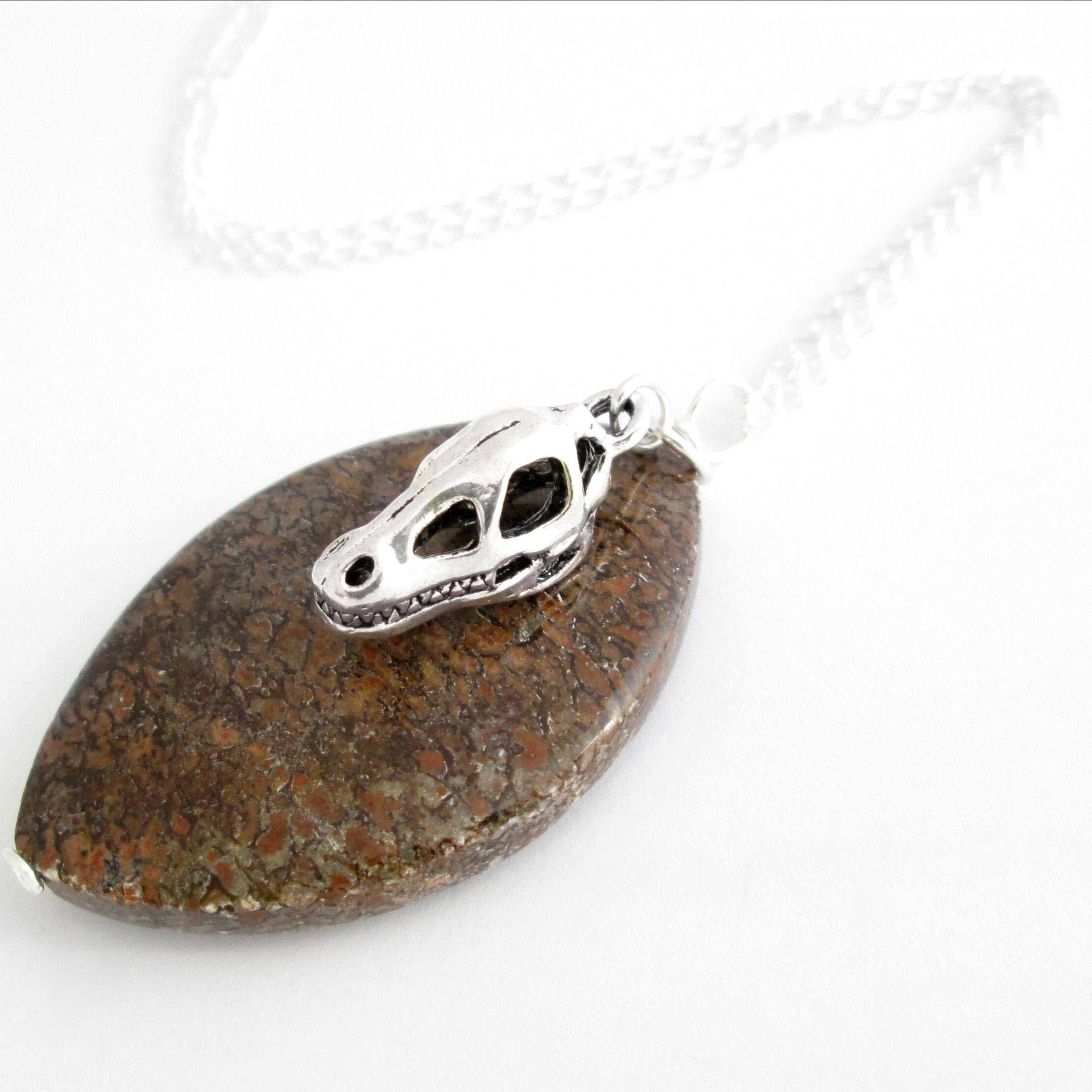 Dinosaur Bone Jewelry Fossil Necklace Brown Stone Pendant Etsy