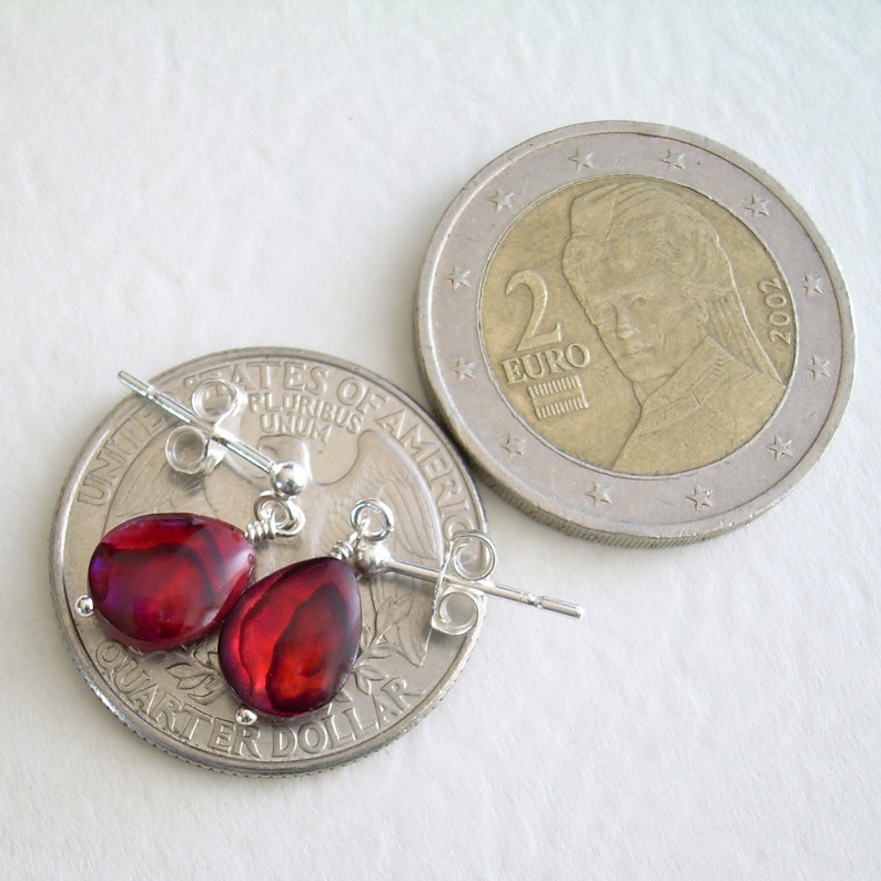 10mm Red Abalone Paua Shell Stud Earrings – Surgical Steel Posts, 3/8 Inch Shell Earrings