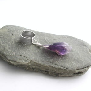Rough Amethyst Ear Cuff, Purple Raw Stone Cuff Earring, Cartilage Jewelry image 3