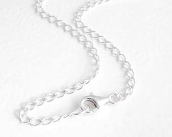 Plain Silver Chain, 14 Inch Choker Chain, Sterling Silver Necklace for Men or Women