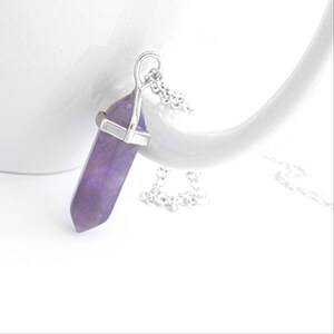 Collier pointe d'améthyste : pendentif quartz violet lavande, collier bijoux bohème en cristal image 6