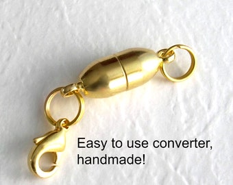 Necklace Converter, Gold Magnetic Clasp Extender, Disability Aid