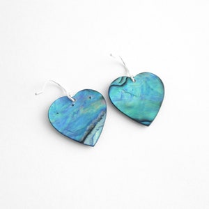 Blue Heart Earrings: Paua Jewelry, Abalone Shell Earrings, Bridesmaid Jewelry image 9