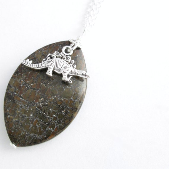 Dinosaur Bone Jewelry Fossil Necklace Brown Stone Pendant Etsy