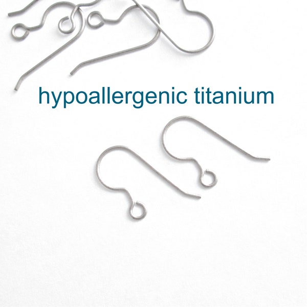 Raw Titanium Ear Wires, Set of 4 or 10, Hypoallergenic Earring Hooks for Allergies and Sensitivities, Lead/Nickel Free, 18 mm