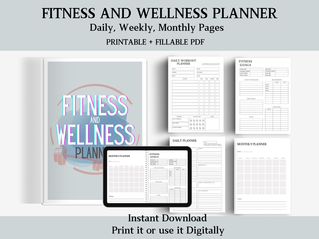 Fitness Planner Template Digital Fitness Journal Printable Planner PDF ...