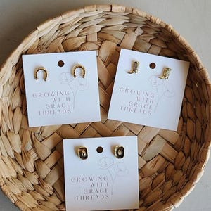 Western Stud Earrings: Antique Gold & Silver Cowboy Boot, Hat, Horseshoe