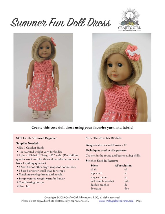 crochet doll dress pattern
