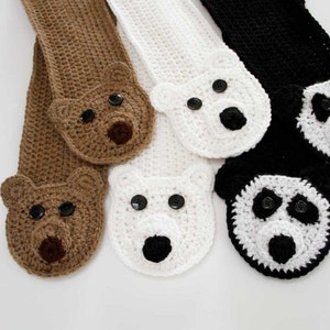 3 Bears  Pocket Crochet Scarf  Pattern PDF - Polar, Panda and Brown Bears