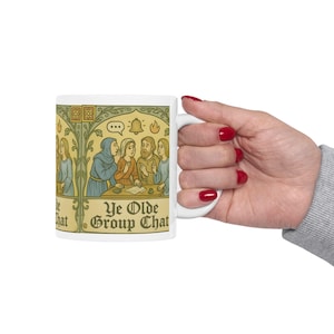 Ye Olde Group Chat, caneca medieval engraçada, copos de 11 oz e 15 oz, presente para fãs de história, mestres de masmorras e feiras renascentistas