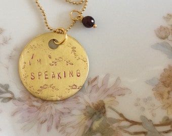 I’m Speaking Kamala Harris necklace with garnet