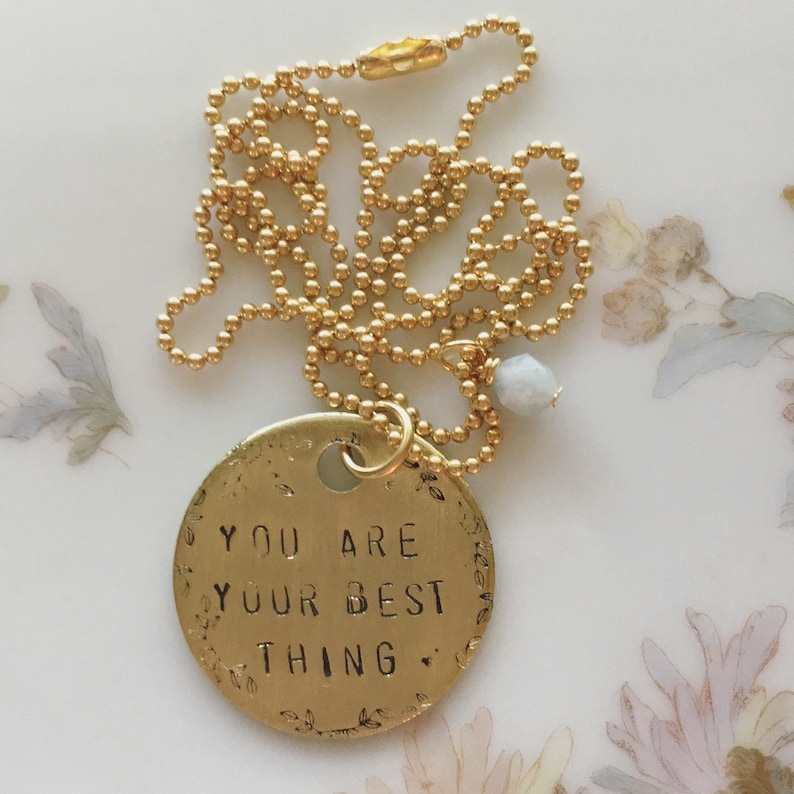 You Are Your Best Thing Necklace With Aquamarine Bead Toni Etsy