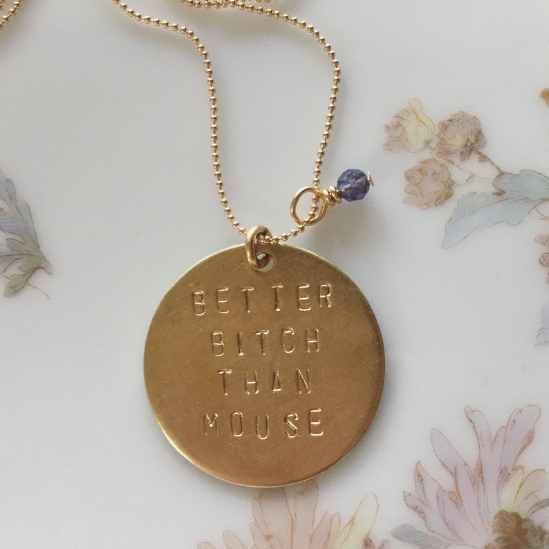 ADULT RBG necklace Better B***h than Mouse with iolite bead