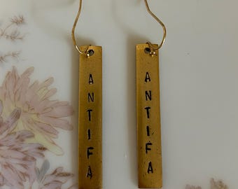 Antifa long earrings - gold and black