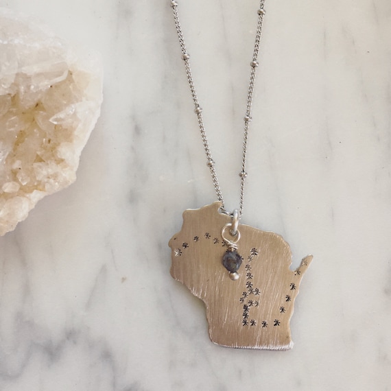 Ice Age Trail Necklace Wisconsin Necklace Handstamped Aluminum