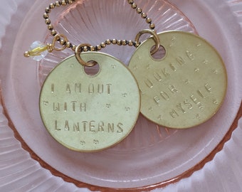 I am out with lanterns looking for myself / Emily Dickinson quote necklace with citrine bead