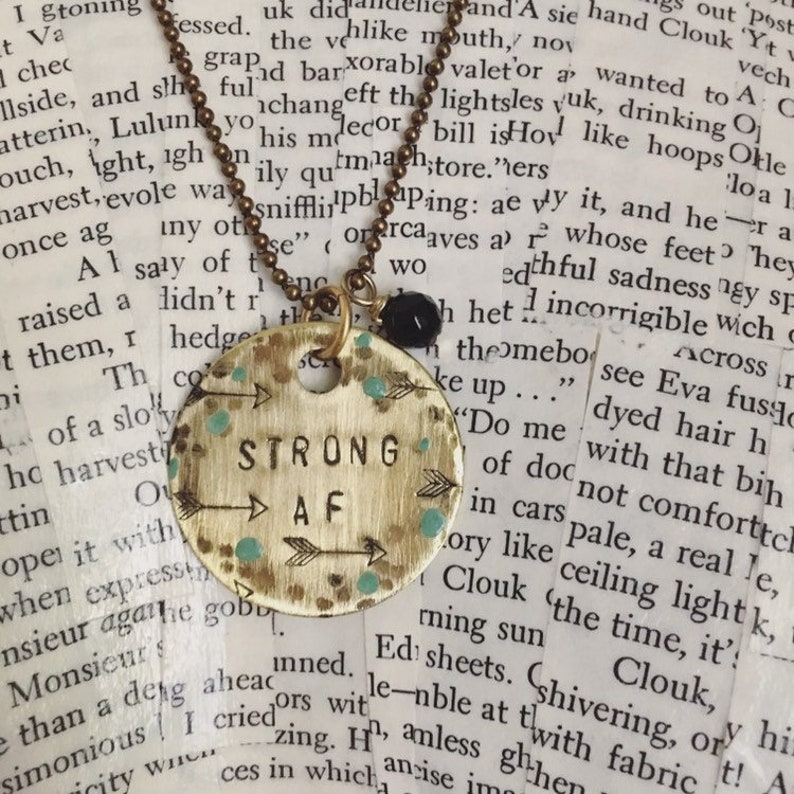 Strong AF necklace / gifts for women / feminist necklace / feminist gift image 1