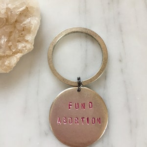 FUND ABORTION keychain / silver plated pewter image 2