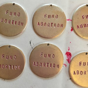 FUND ABORTION keychain / silver plated pewter image 3