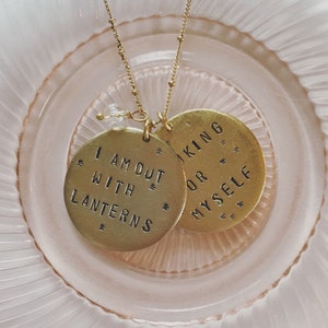 I am out with lanterns looking for myself / Emily Dickinson quote necklace with citrine bead - gold plated pewter