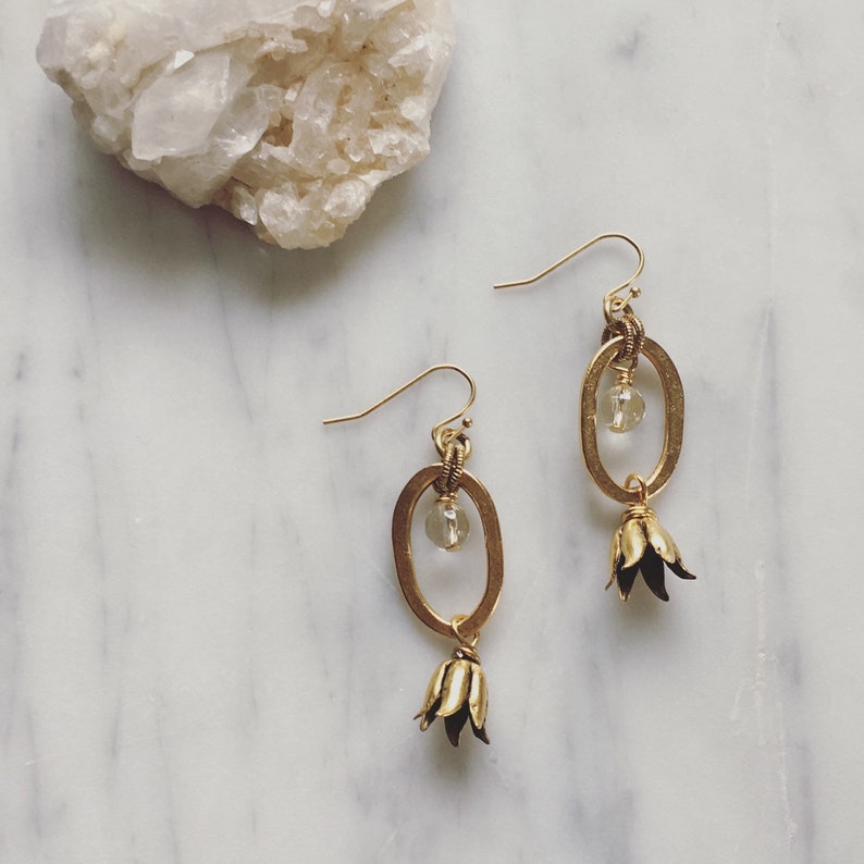 Floral Drop earrings Citrine image 1