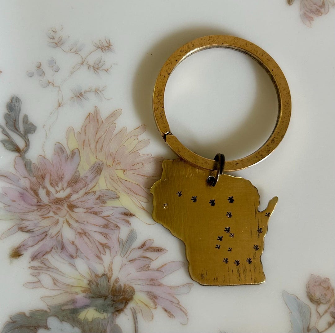 Ice Age Trail Keychain/ Wisconsin Keychain/ Handstamped Brass - Etsy