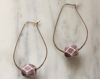 Vintage Purple Italian Lucite earrings - silver version