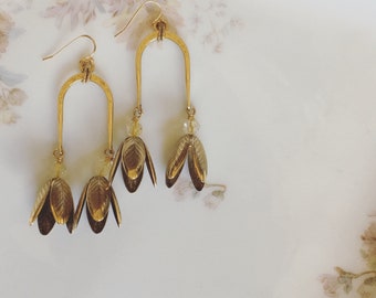 Twinflower earrings with Citrine / Gold version