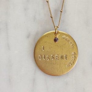 I DISSENT Necklace: Gold Plated Ruby Accent, RBG Tribute